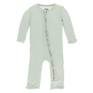 Solid Bamboo Layette Classic Ruffle Coverall with Zipper - Aloe Baby & Toddler Sleepwear