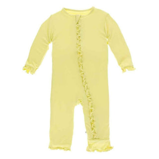 Solid Bamboo Layette Classic Ruffle Coverall with Zipper - Lime Blossom Baby & Toddler Sleepwear