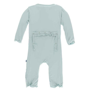 Solid Bamboo Layette Classic Ruffle Coverall with Zipper - Spring Sky Baby & Toddler Sleepwear