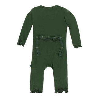 Solid Bamboo Layette Classic Ruffle Coverall with Zipper - Topiary Baby & Toddler Sleepwear