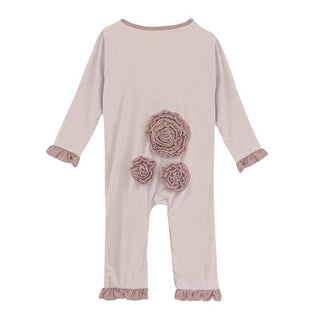 Solid Bamboo Long Sleeve Dahlia Flower Romper - Baby Rose with Antique Pink (SP21) Baby One-Pieces