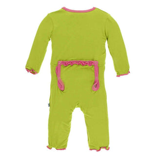 Solid Bamboo Muffin Ruffle Coverall with Snaps - Meadow with Flamingo Baby & Toddler Sleepwear