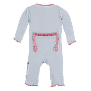 Solid Bamboo Muffin Ruffle Coverall with Zipper (21S1) - Dew with Strawberry (21S1) Baby & Toddler Sleepwear