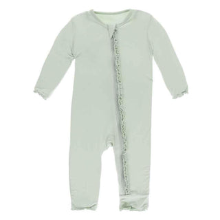 Solid Bamboo Muffin Ruffle Coverall with Zipper - Aloe Baby & Toddler Sleepwear