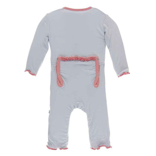 Solid Bamboo Muffin Ruffle Coverall with Zipper - Dew with Strawberry Baby & Toddler Sleepwear