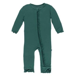 Solid Bamboo Muffin Ruffle Coverall with Zipper - Ivy Baby & Toddler Sleepwear
