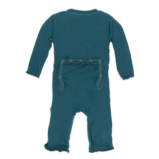 Solid Bamboo Muffin Ruffle Coverall with Zipper - Oasis Baby & Toddler Sleepwear
