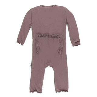 Solid Bamboo Muffin Ruffle Coverall with Zipper - Raisin Baby & Toddler Sleepwear