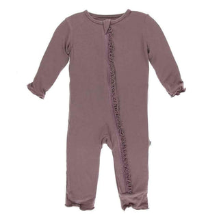 Solid Bamboo Muffin Ruffle Coverall with Zipper - Raisin Baby & Toddler Sleepwear