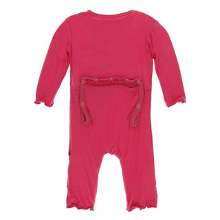 Solid Bamboo Muffin Ruffle Coverall with Zipper - Red Ginger Baby & Toddler Sleepwear