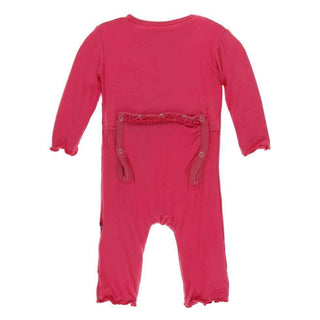 Solid Bamboo Muffin Ruffle Coverall with Zipper - Red Ginger Baby & Toddler Sleepwear