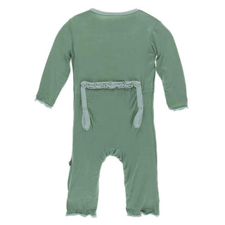 Solid Bamboo Muffin Ruffle Coverall with Zipper - Shore with Spring Sky Baby & Toddler Sleepwear