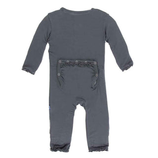 Solid Bamboo Muffin Ruffle Coverall with Zipper - Stone Baby & Toddler Sleepwear