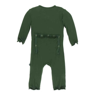Solid Bamboo Muffin Ruffle Coverall with Zipper - Topiary Baby & Toddler Sleepwear