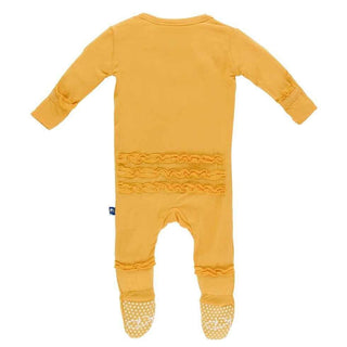 Solid Bamboo Muffin Ruffle Footie with Snaps, Fuzzy Bee Baby & Toddler Sleepwear