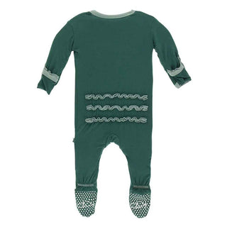 Solid Bamboo Muffin Ruffle Footie with Snaps - Ivy with Jade Baby & Toddler Sleepwear