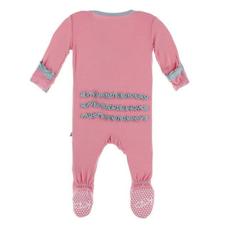 Solid Bamboo Muffin Ruffle Footie with Zipper (21S1) - Strawberry with Jade Baby & Toddler Sleepwear