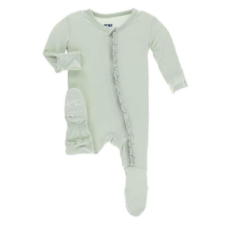 Solid Bamboo Muffin Ruffle Footie with Zipper - Aloe Baby & Toddler Sleepwear