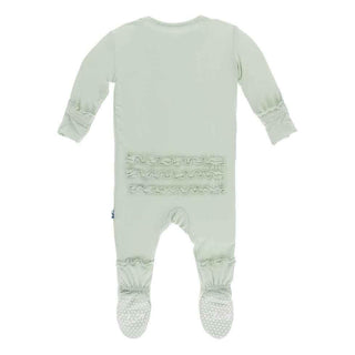 Solid Bamboo Muffin Ruffle Footie with Zipper - Aloe Baby & Toddler Sleepwear