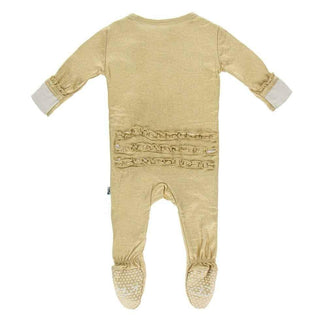 Solid Bamboo Muffin Ruffle Footie with Zipper EH - Rich Gold Baby & Toddler Sleepwear
