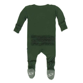 Solid Bamboo Muffin Ruffle Footie with Zipper - Topiary Baby & Toddler Sleepwear
