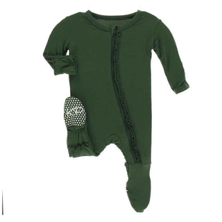 Solid Bamboo Muffin Ruffle Footie with Zipper - Topiary Baby & Toddler Sleepwear