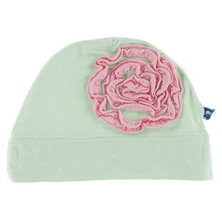 Solid Bamboo Ruffle Flower Hat - Pistachio with Lotus Baby & Toddler Hats