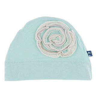 Solid Bamboo Ruffle Flower Hat - Summer Sky with Cupcake Stripe Baby & Toddler Hats