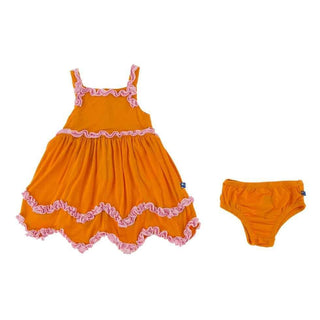 Solid Bamboo Ruffle Tank Dress with Bloomer - Sunset with Lotus Baby & Toddler Dresses