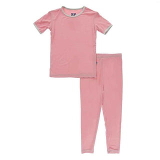 Solid Bamboo Short Sleeve Pajama Set - Strawberry with Aloe Baby & Toddler Sleepwear