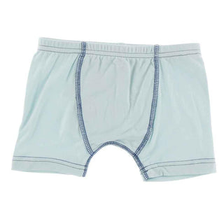 Solid Single Boys Boxer Brief - Spring Sky with Navy Toddler Underwear