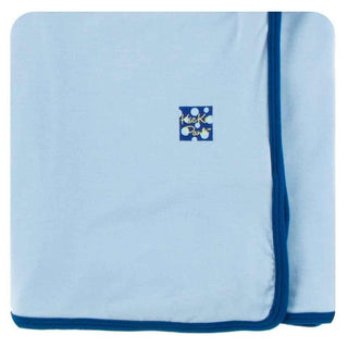 Solid Swaddling Blanket - Pond with Navy, One Size Swaddling Blankets