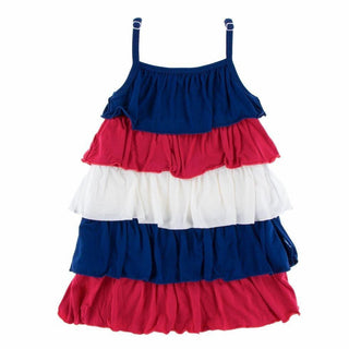 Solid Tiered Ruffle Dress, Flag Red, Natural, Flag Blue Baby & Toddler Dresses