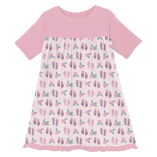 Bamboo Classic Short Sleeve Swing Dress - Shrinking Violet Flip Flops and Flowers KicKee Pants Size: 2T