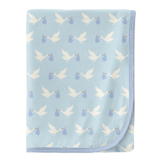 Celebration Print Bamboo Swaddling Blanket - Spring Sky Stork, One Size Swaddling Blankets KicKee Pants Size: One Size