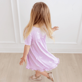 Bamboo Classic Short Sleeve Swing Dress - Thistle Starry Sky & Moon KicKee Pants Size: 2T