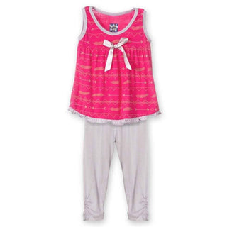 Girl's Bamboo Swing Tank Outfit Set, Prickly Pear Southwest Baby & Toddler Outfits