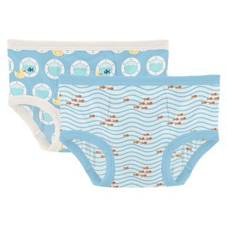 Bamboo Training Pants (Set of 2) - Seaside Blue Porthole Rubber Ducky & Fresh Air Little Fishy KicKee Pants Size: 2T-3T