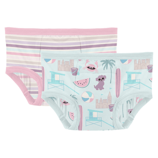 Bamboo Training Pants (Set of 2) - Ice Cream Stripe & Fresh Air Beach Day Potty Training KicKee Pants Size: 2T-3T