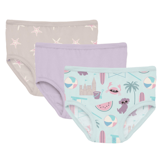 Bamboo Underwear (Set of 3) - Latte Starfish, Thistle & Fresh Air Beach Day KicKee Pants Size: 2T-3T
