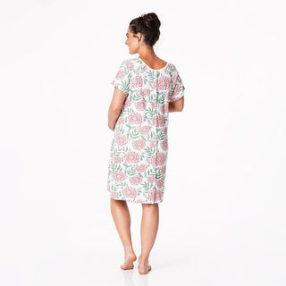Women's Print Bamboo Labor and Delivery Hospital Gown - Fresh Air Florist Hospital Gowns