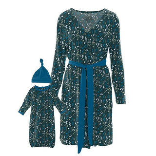Women's Bamboo Maternity/Nursing Robe & Layette Gown Set - Pine Music Class Robes