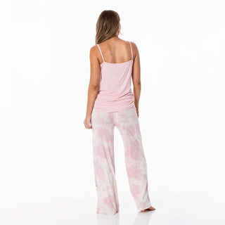Women's Print Bamboo Cami and Lounge Pants Pajama Set - Baby Rose Tie Dye KicKee Pants Size: S