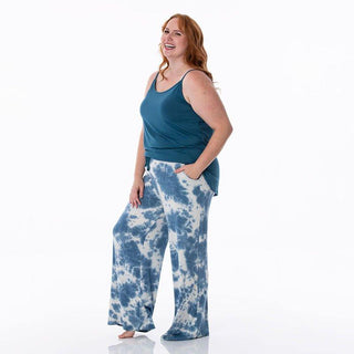Women's Print Bamboo Cami and Lounge Pants Pajama Set - Deep Sea Tie Dye Pajamas