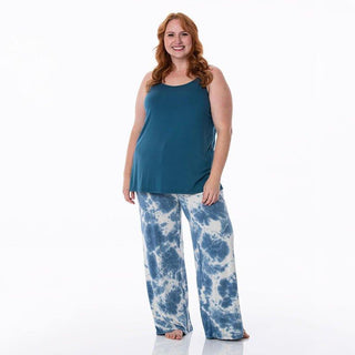 Women's Print Bamboo Cami and Lounge Pants Pajama Set - Deep Sea Tie Dye Pajamas