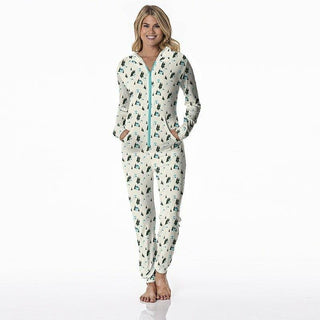 Women's Print Bamboo Long Sleeve Jumpsuit with Hood - Natural Chairlift Jumpsuits & Rompers