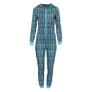 Women's Print Bamboo Long Sleeve Jumpsuit with Hood - Twilight Skis Jumpsuits & Rompers