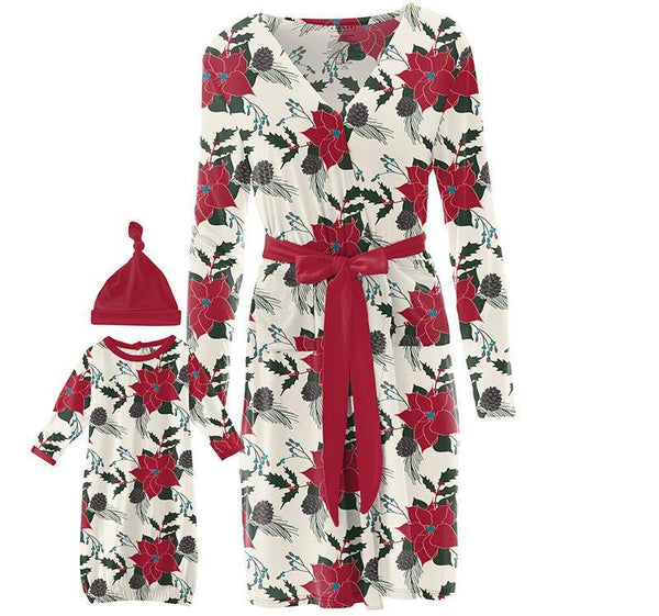 Kickee Pants Maternity Robe and Layette Gown Set Christmas Floral