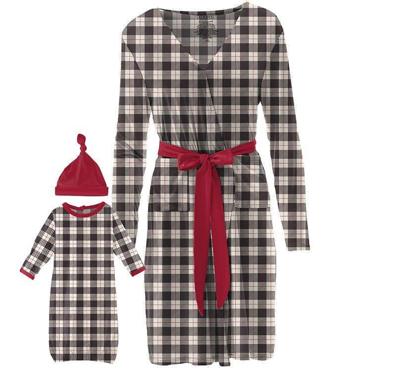 Kickee Pants Maternity Robe Layette Gown Set Holiday Plaid 2XL Kickee Pants Maternity Robe Layette Gown Set Holiday Plaid 2XL