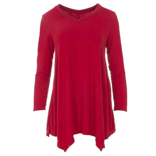 Women'sSolid Long Sleeve Tunic - Candy Apple Shirts & Tops